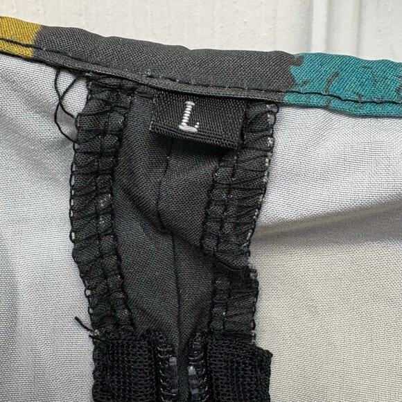 Zapaka 50s Style Dress, Fit and Flare, Gray, Blue and Green Polka Dots, Size L - Picture 2 of 9